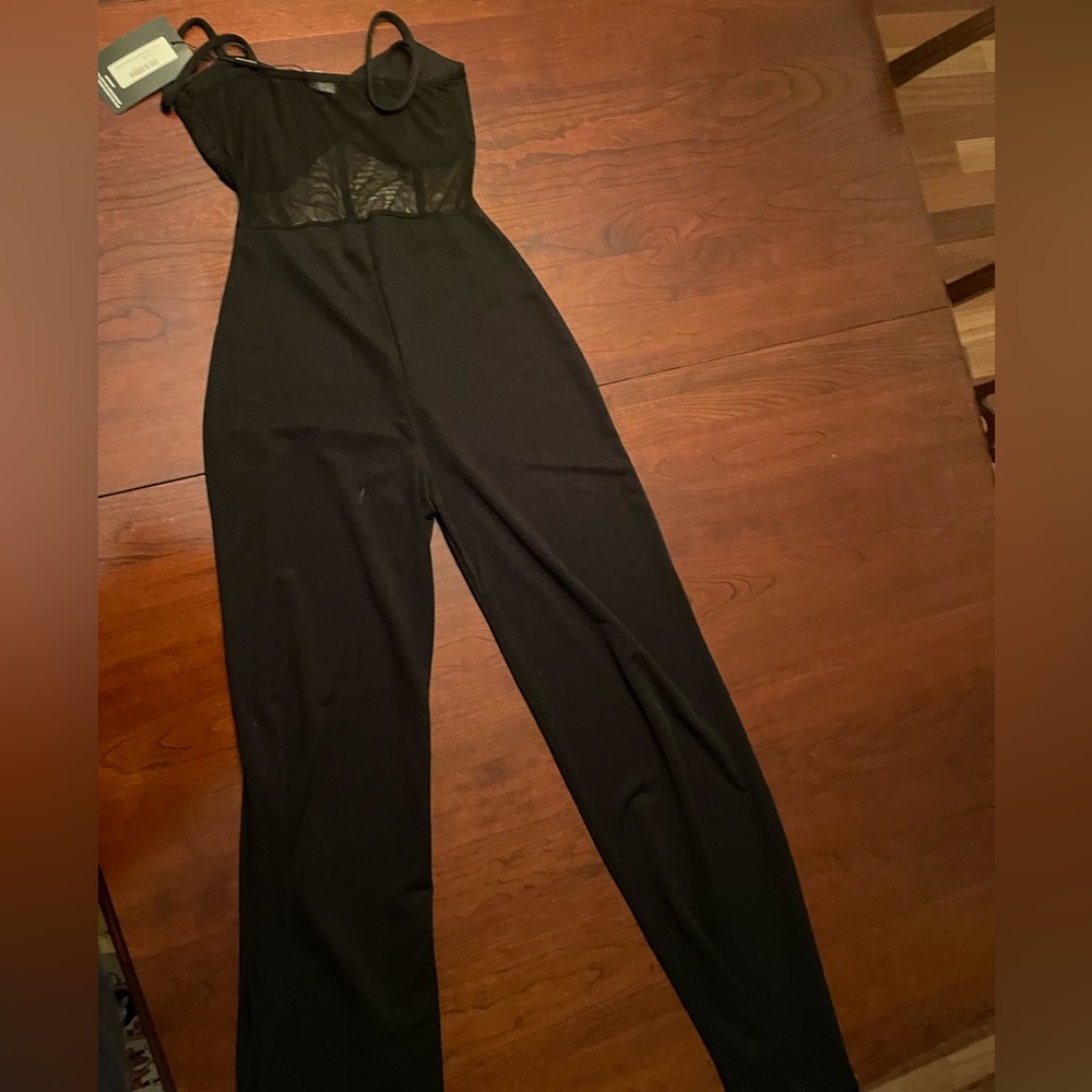 Spaghetti Strap Black bell-bottom Pant Suit